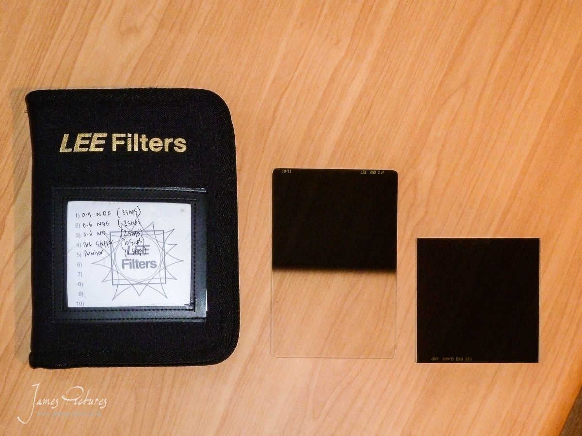 The Lee Filter Holder with a 150x100 and 100x100 Filter side by side comparison.