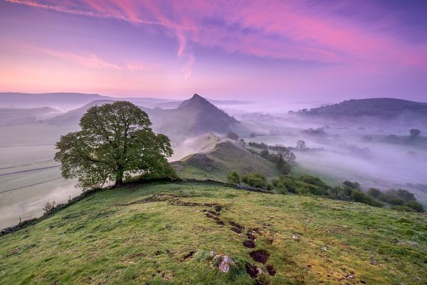 The view from Chrome Hill at dawn with an inversion in the Dove Valley.