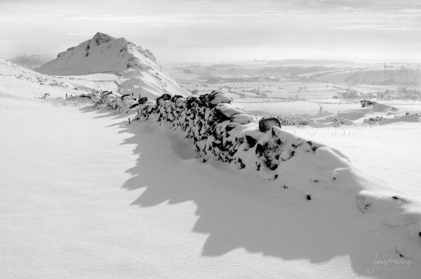 The view from Chrome Hill at dawn with an inversion in the Dove Valley.