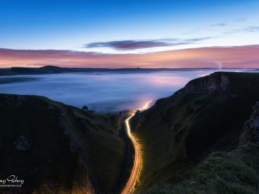 Winnats Pass Mist And Light Trails