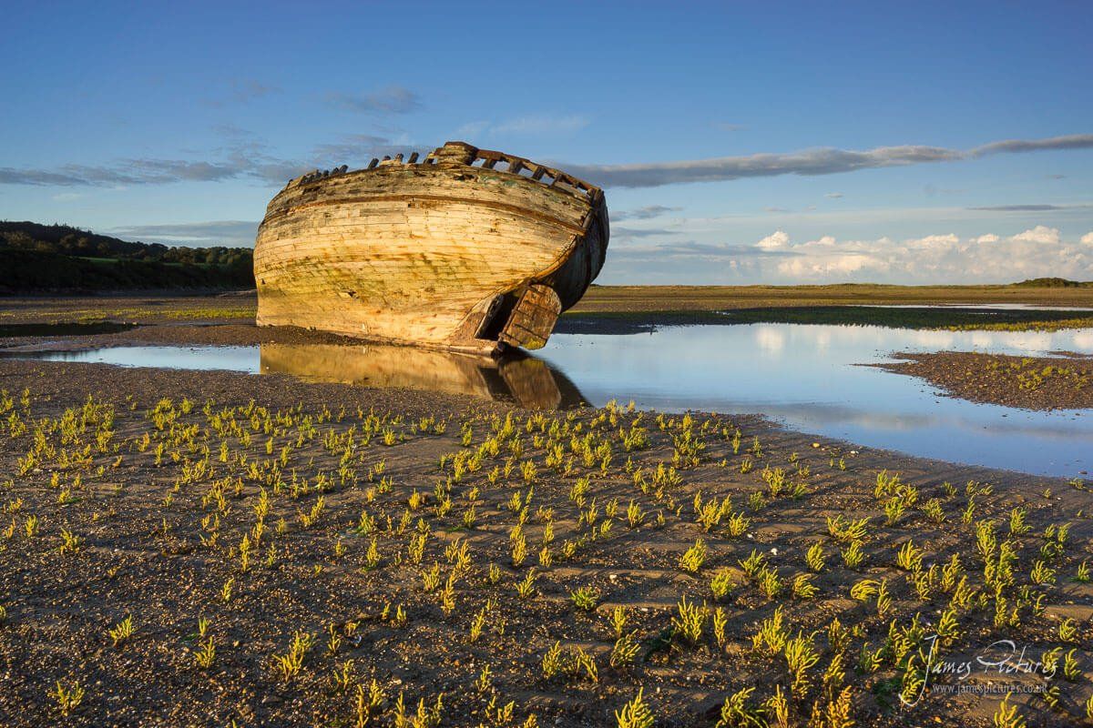 One of the stranded boats in Dulas Bay, North Wales with some fabulous front lighting as the sun starts to set behind me.
