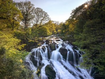 The beautiful and picturesque Swallow Falls Waterfall in North Wales near Betws-y-Coed