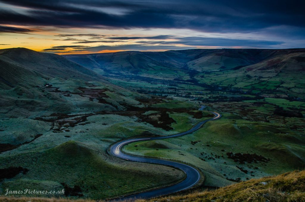 Winding Road Sunset at Mam Tor in the Peak District