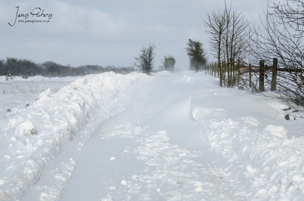 This is the entrance to the Peak District, blocked by snow drifts.