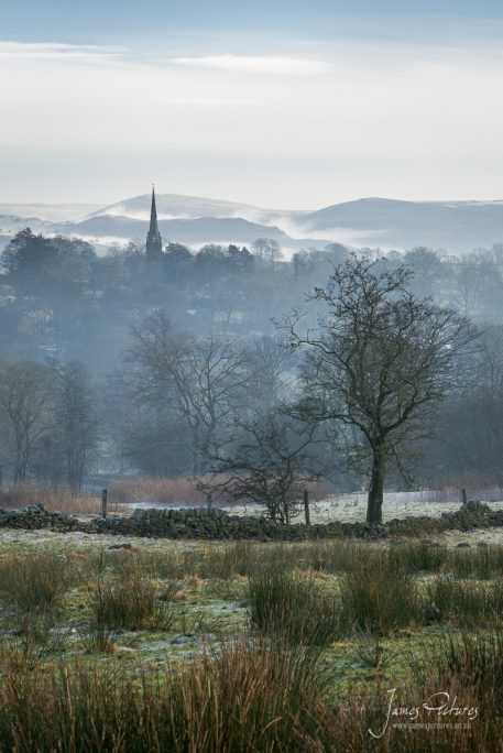 St Bartholomew church in Butterton, captured on a misty morning