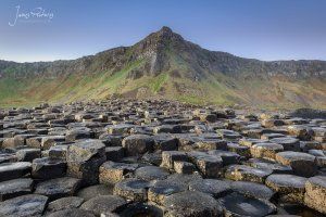 Looking back at some of the 40,000 interlocking basalt columns at Giants Causeway with