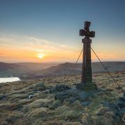 Overlooking Dove Stone Reservoir, Ashway Cross is a memorial to James Platt former MP for Oldham, who was killed in a grouse shooting accident in 1857.