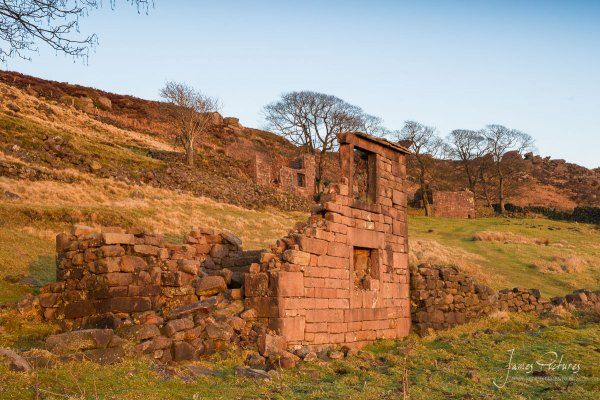 3 old gritstone buildings are now the remains of Roachend Farm in The Roaches in near to Leek, Staffordshire.