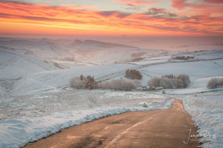 Axe Edge Red Sky And Snow