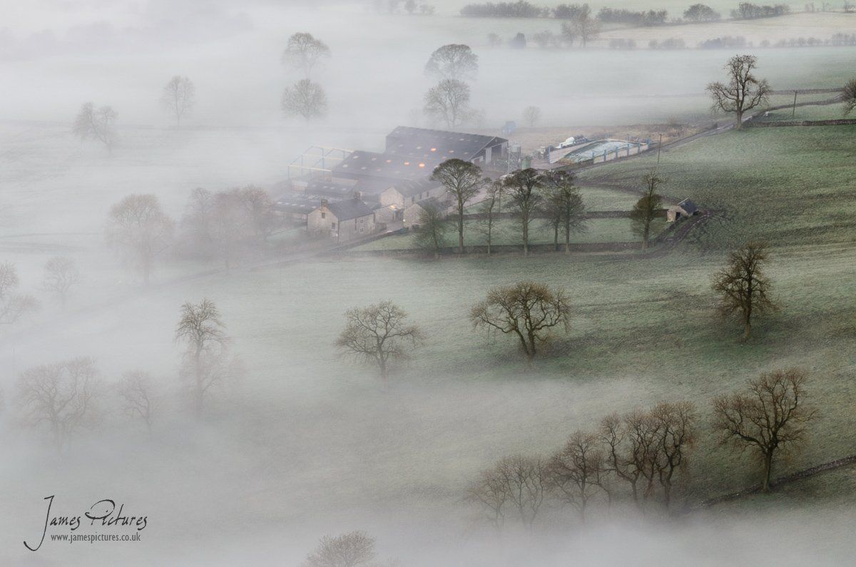 Peak District Fog Underhill Farm in the Peak District, near Earl Sterndale.