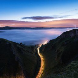 Winnats Pass Mist And Light Trails