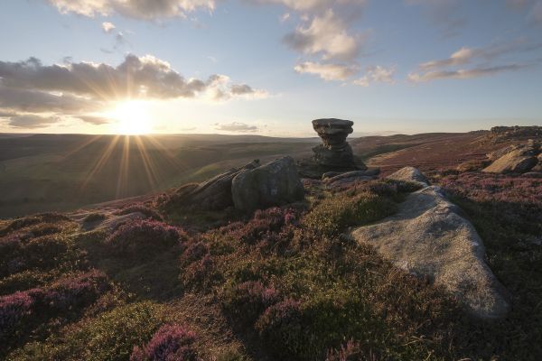 the view from the salt cellar on derwent edge at sunset