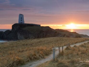 I was lucky with the weather for this sequence of shots, As I waited for the sun to set on Llanddwyn Island, Anglesey the sun cast some fabulous light onto the dry grasses in front of me, and the sky turned a stunning purple and red.